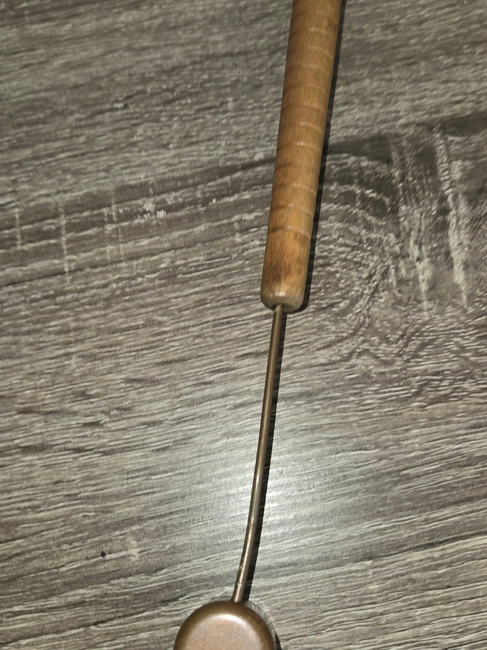 Vintage Handmade Candle Snuffer, Wood Sewing Spool with Metal 14